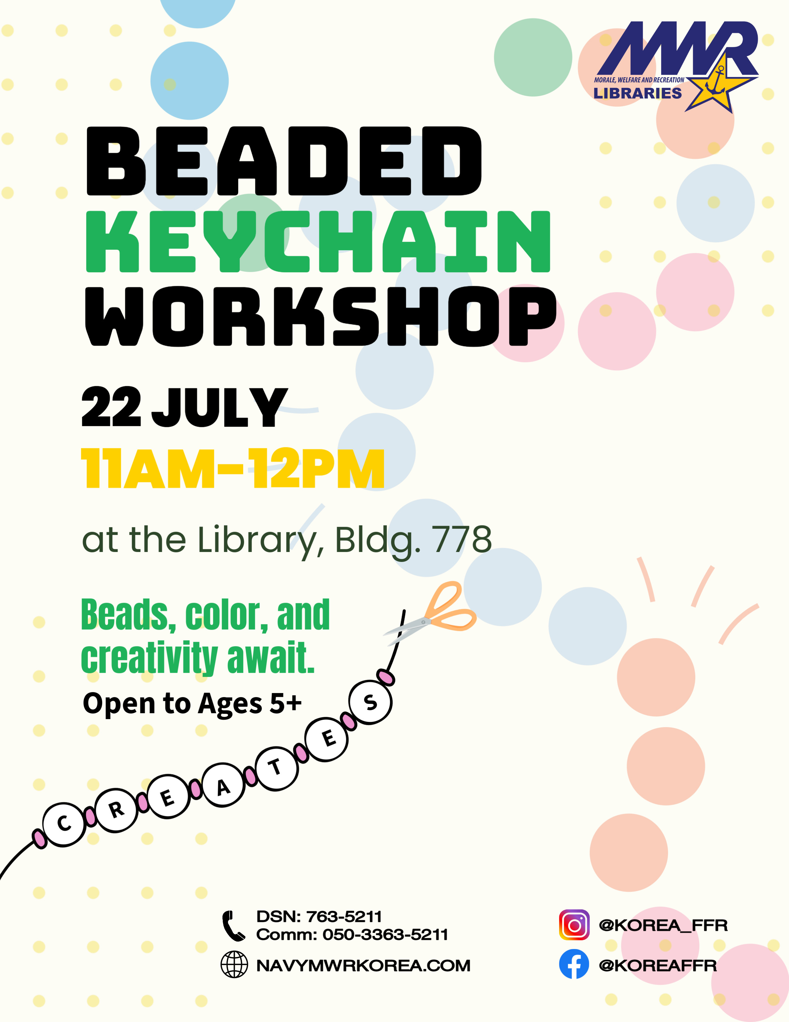 Beaded Keychain Workshop flyer