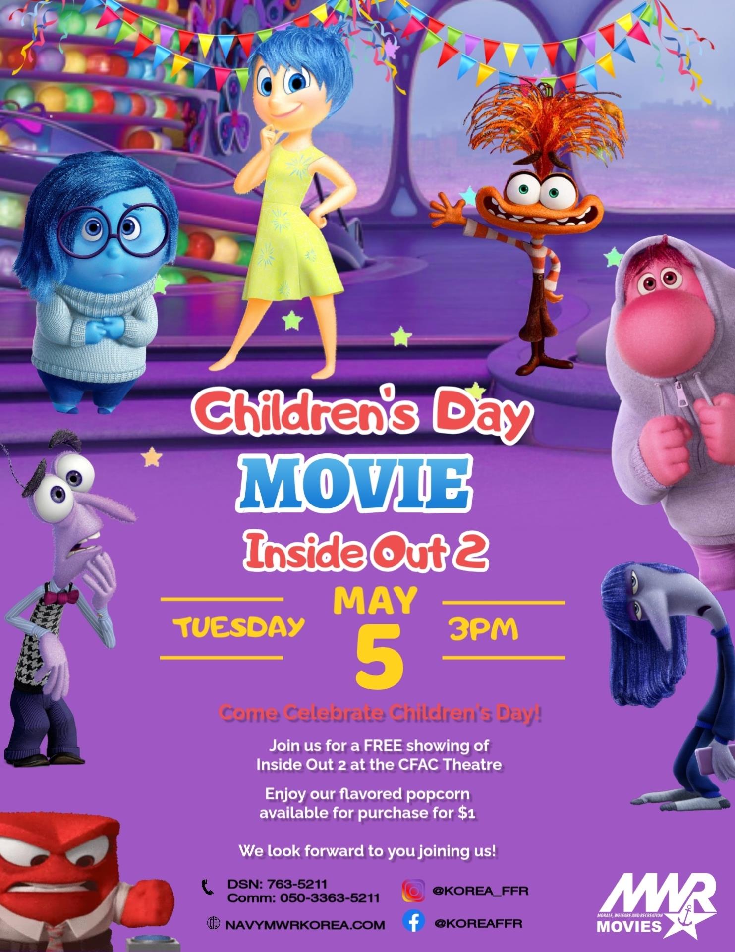 Movie day in celebration of Korean holiday 'Children's Day', 5 May at 3PM
