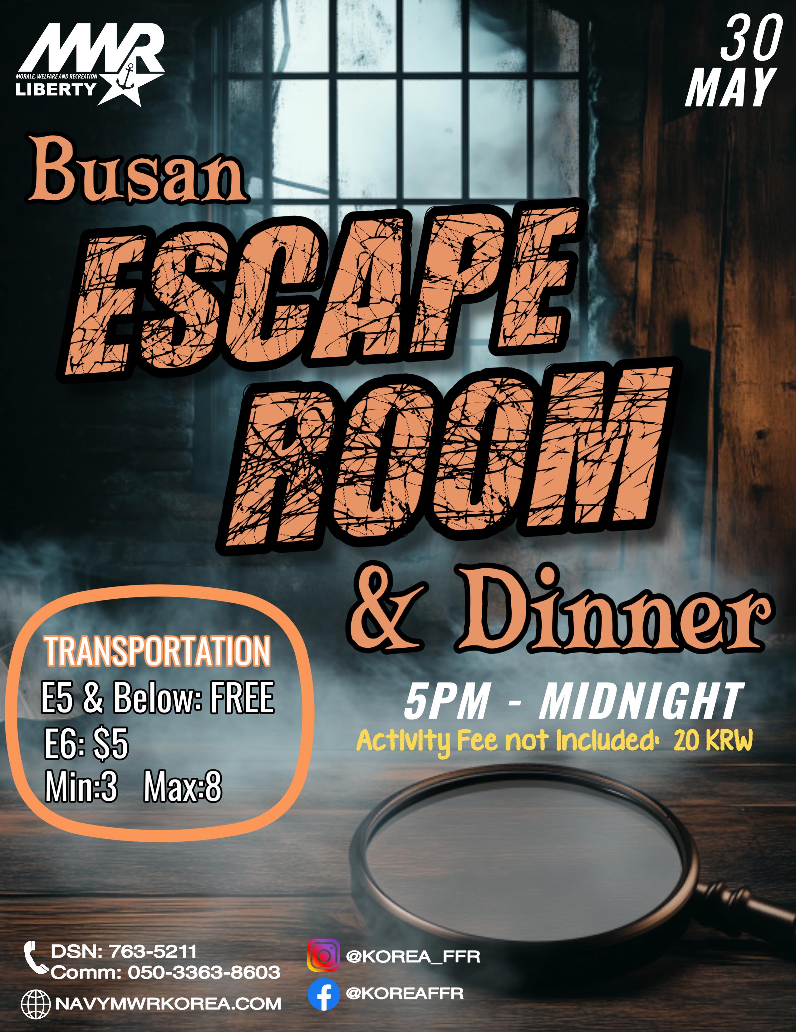 Exciting escape room and dinner trip for Liberty sailors.