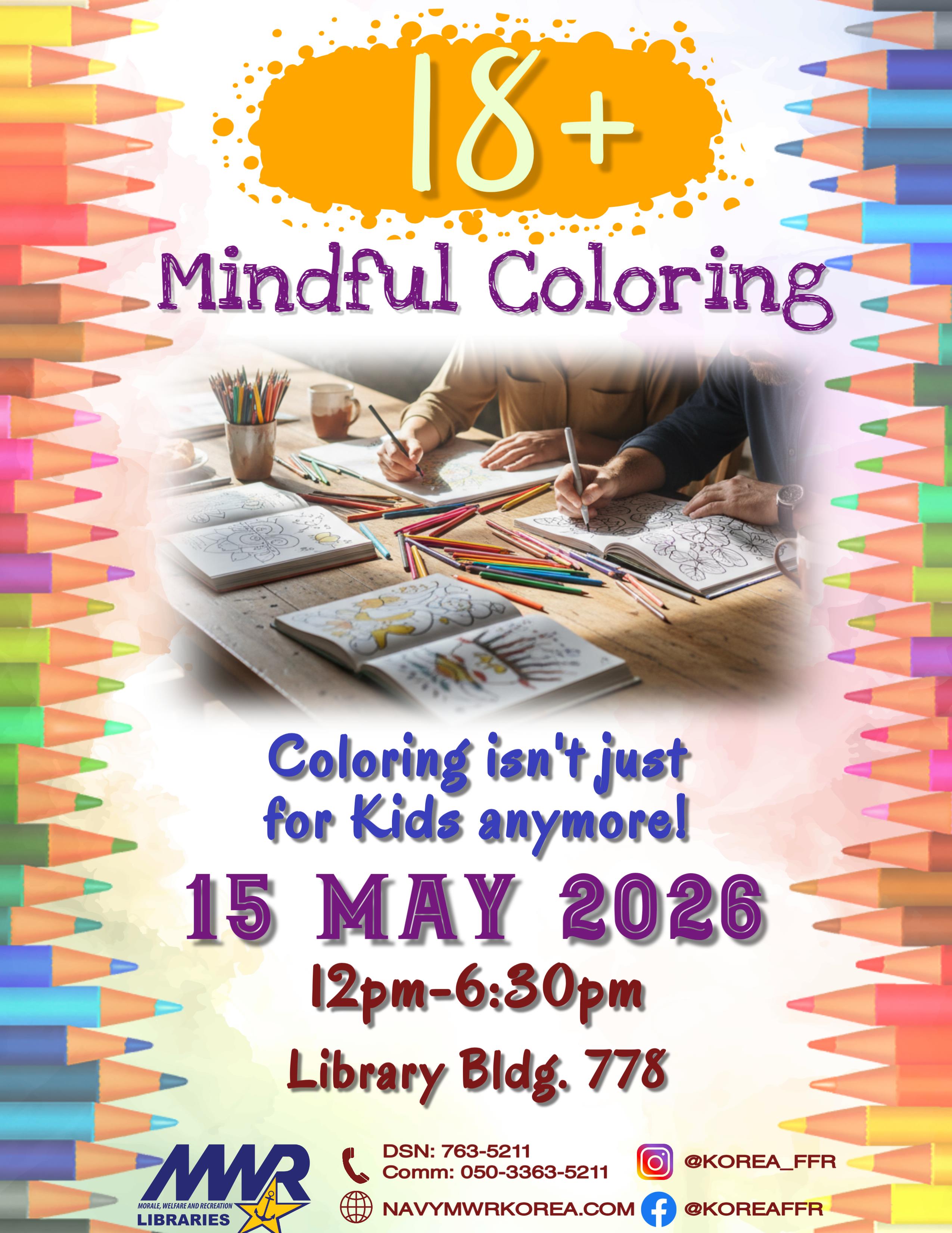 Mindful coloring activity to relieve stress.
